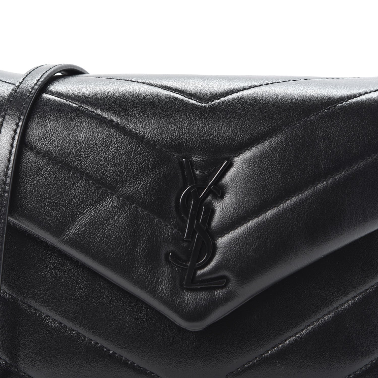 Saint Laurent Calfskin Y Quilted Monogram Toy Loulou Crossbody Bag Black 10 of 10