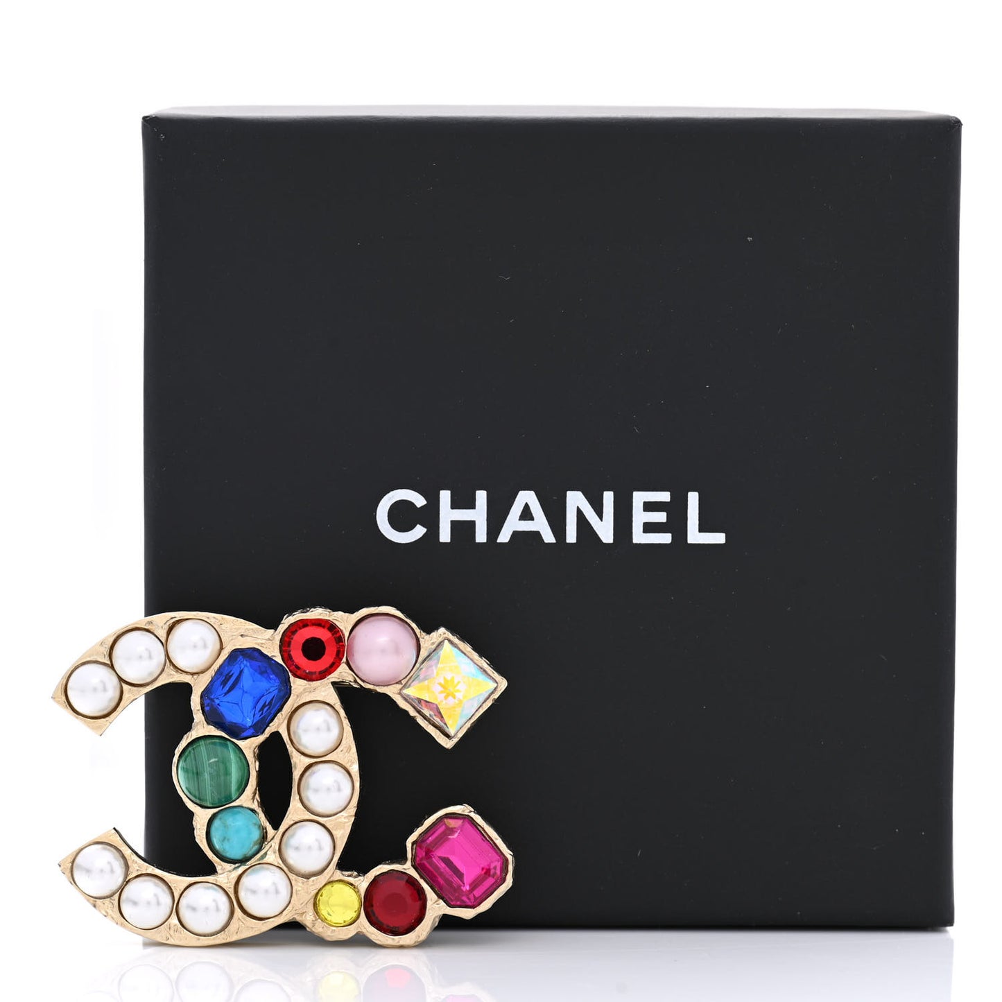 Pearl CC Crystal Brooch Gold Multicolor