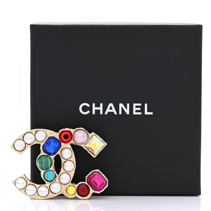 Chanel Pearl CC Crystal Brooch Gold Multicolor 5 of 5