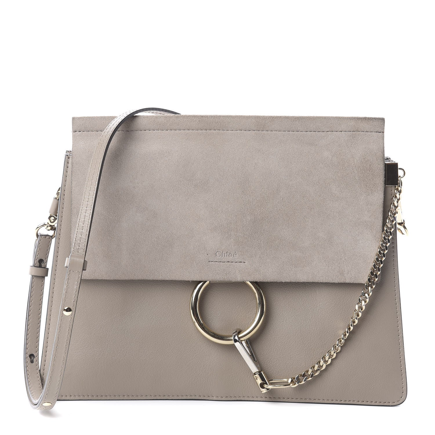 Chloe Calfskin Suede Medium Faye Shoulder Bag Motty Grey 1 of 8