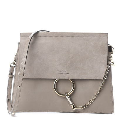 Chloe Calfskin Suede Medium Faye Shoulder Bag Motty Grey 1 of 8