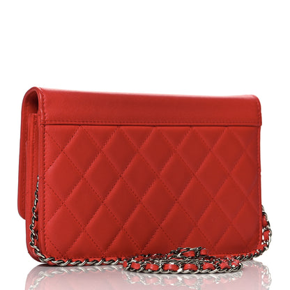 Chanel Grained Calfskin Quilted CC Box Wallet On Chain WOC Red 3 of 11