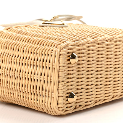 Prada Wicker Canvas Mini Tote Tan White 9 of 11