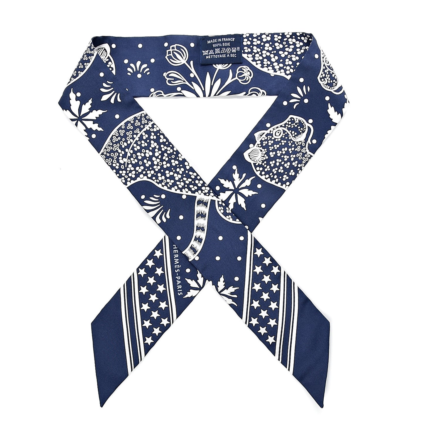 Silk Les Leopards Twilly Marine White