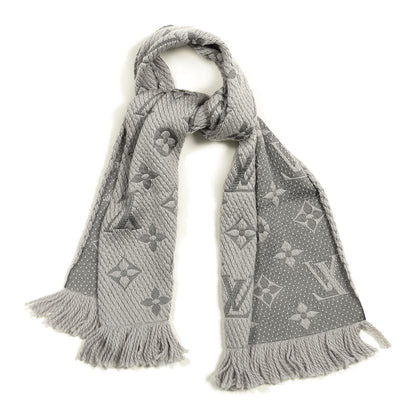 Louis Vuitton Wool Silk Logomania Scarf Pearl Grey 1 of 3