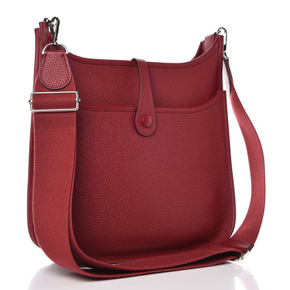 Hermes Taurillon Clemence Evelyne III PM Rouge Grenat 2 of 10
