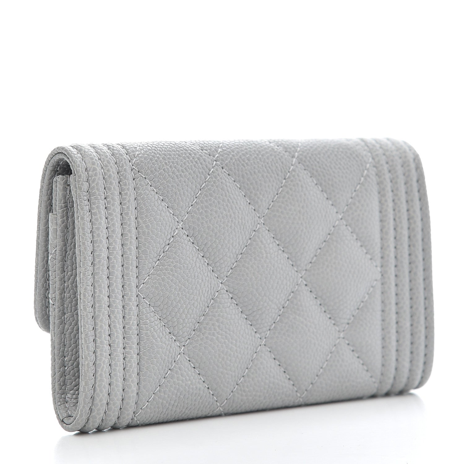 Chanel Caviar Quilted Boy Flap Card Holder Grey 3 of 9