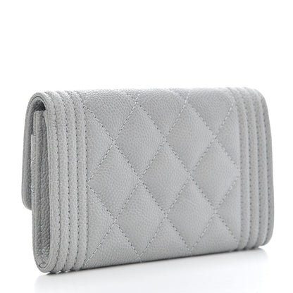 Chanel Caviar Quilted Boy Flap Card Holder Grey 3 of 9