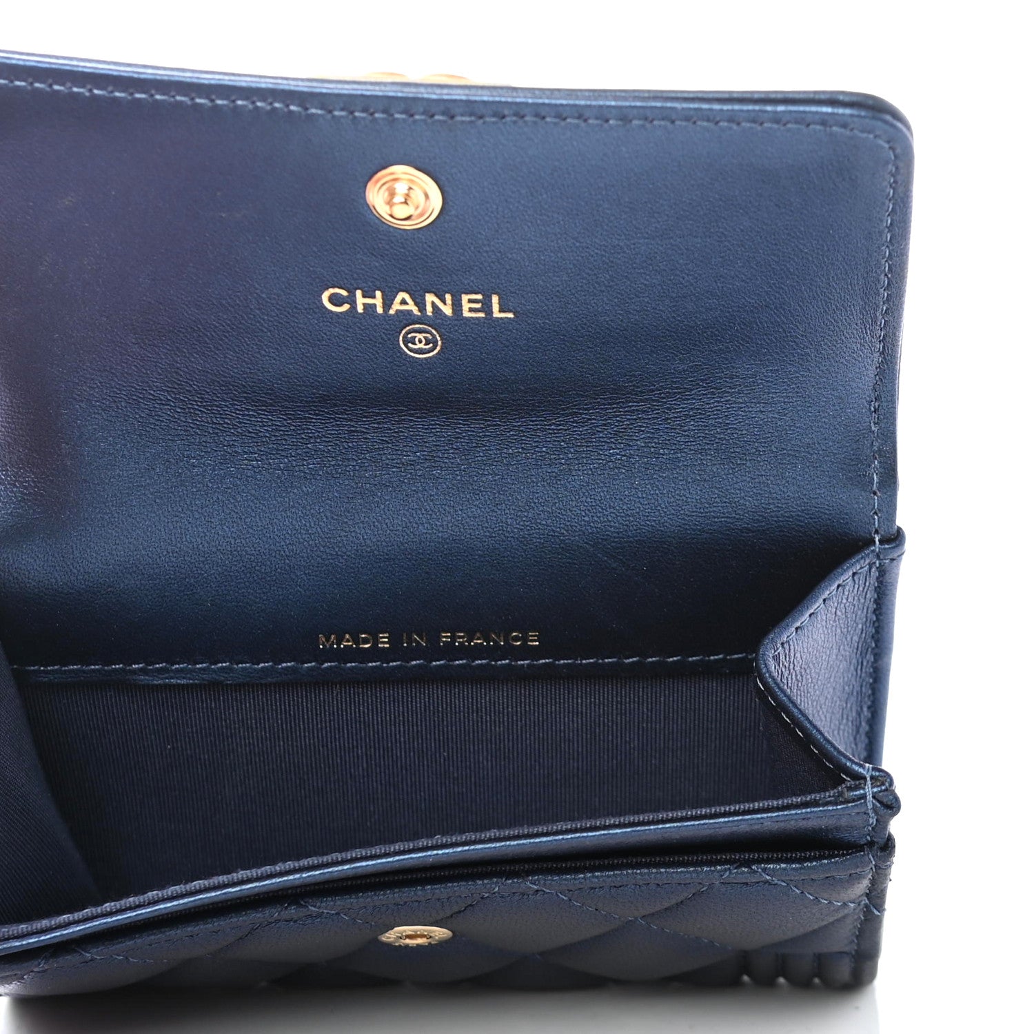 Chanel Metallic Lambskin Quilted Boy Flap Card Holder Blue 4 of 4