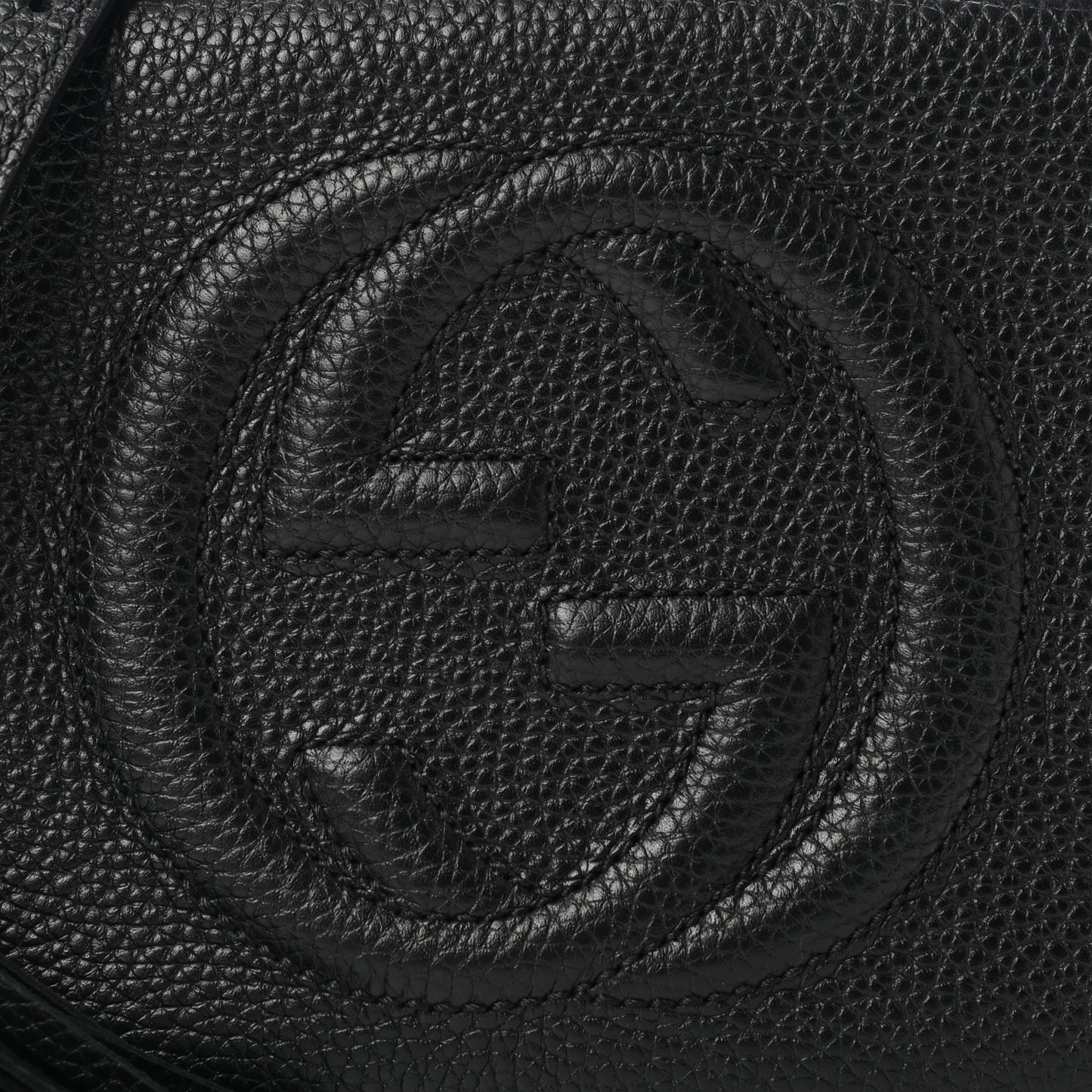 Pebbled Calfskin Small Soho Disco Bag Black