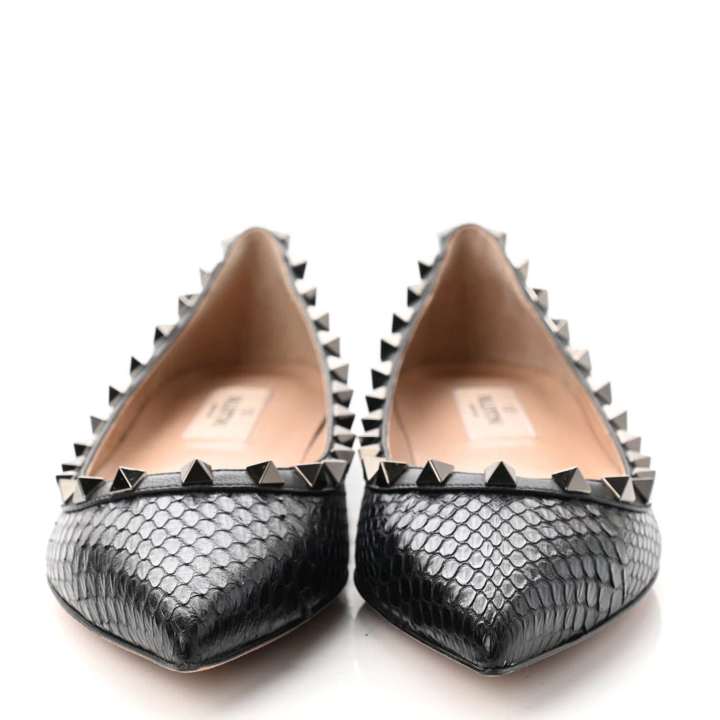 Ayers Snakeskin Rockstud Ballerina Flats 36 Black