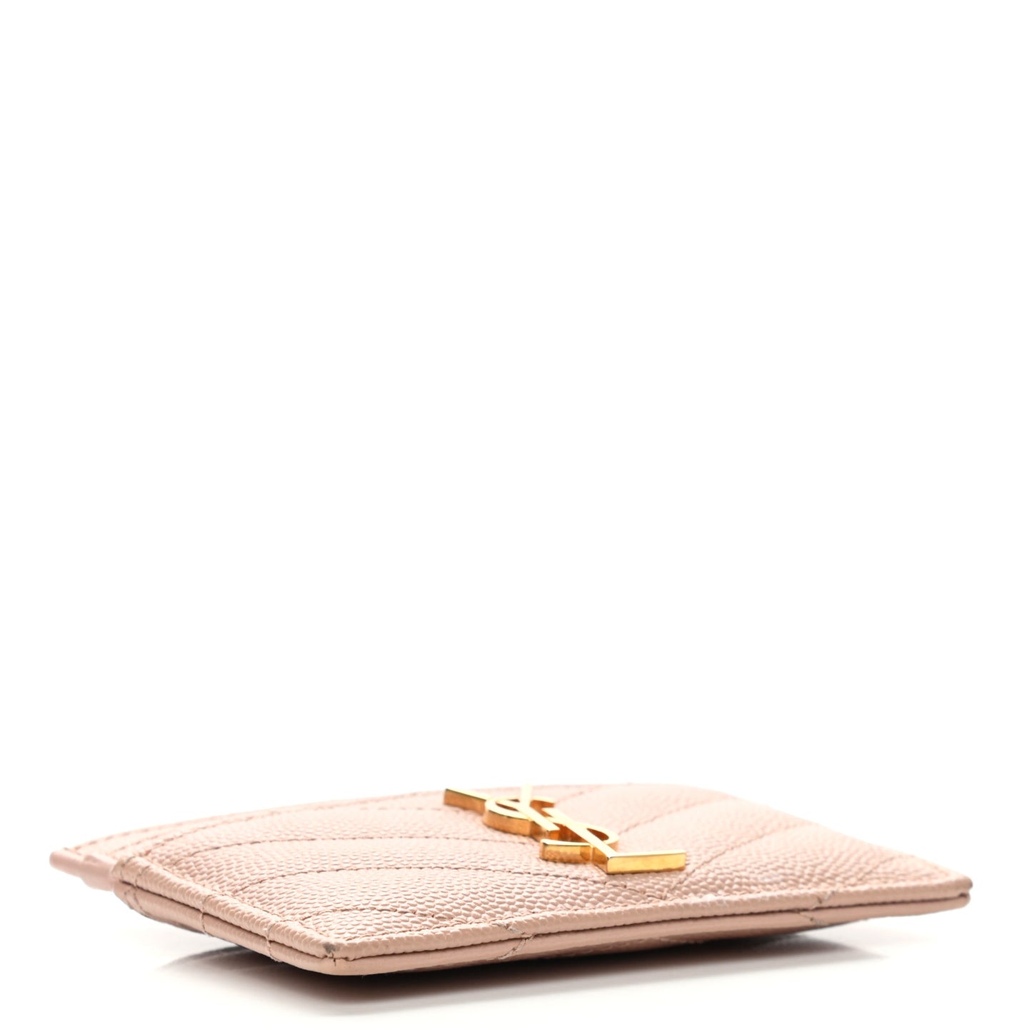 Grain De Poudre Matelasse Chevron Monogram Credit Card Case Pale Pink