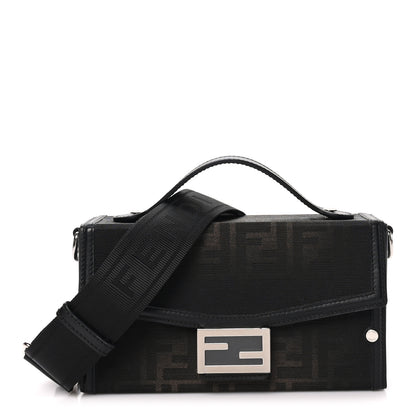 Fendi Recycled Fabric Jacquard Vitello King FF 1974 Baguette Soft Trunk Phone Pouch Brown 1 of 9