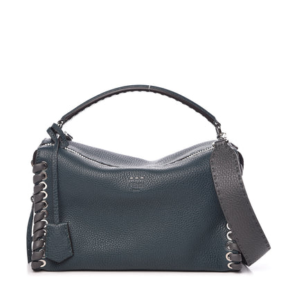 Fendi Cuoio Romano Selleria Vitello Dolce Lace Up Lei Boston Tote Tempesta Asfalto 1 of 7