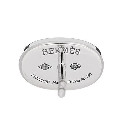 Hermes 18K White Gold Diamond Chaine d'Ancre Contour Stud Earrings 4 of 5