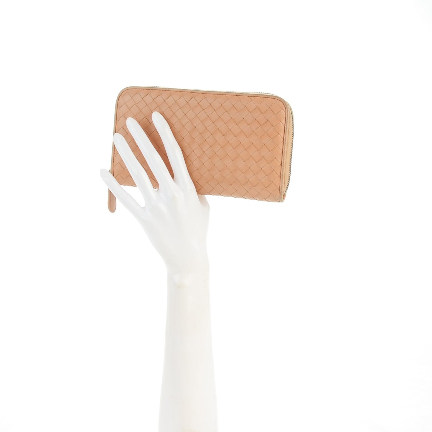 Nappa Intrecciato Zip Around Wallet Beige