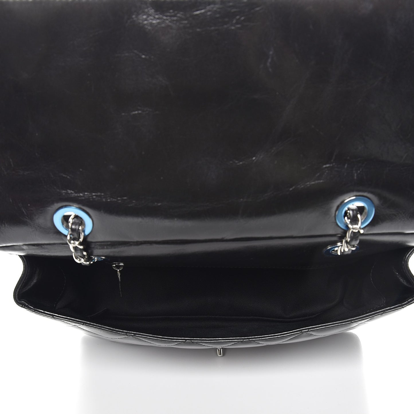Glazed Calfskin Quilted Small CC Delivery Tote Black