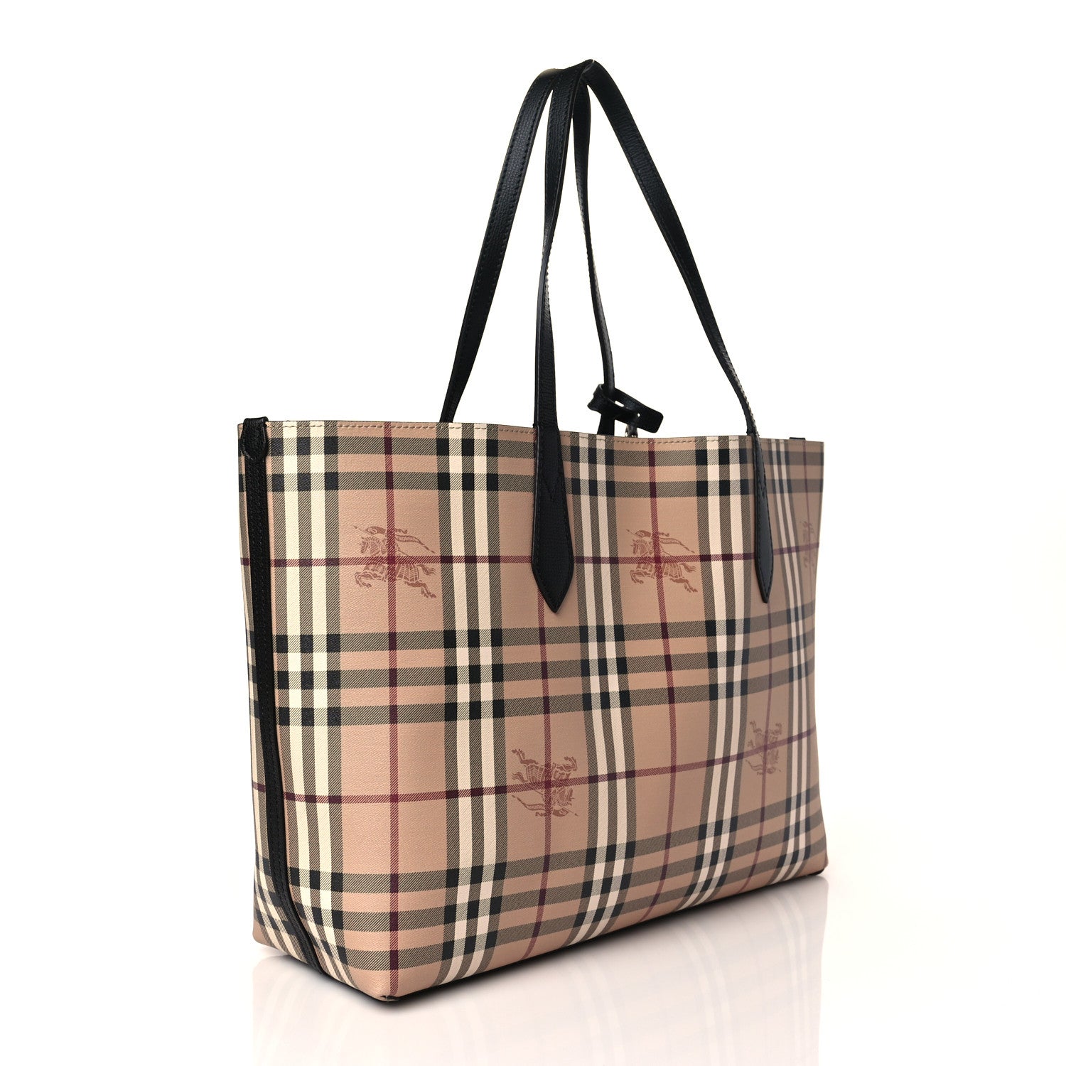 Burberry Grainy Calfskin Haymarket Check Small Reversible Tote Black 4 of 16