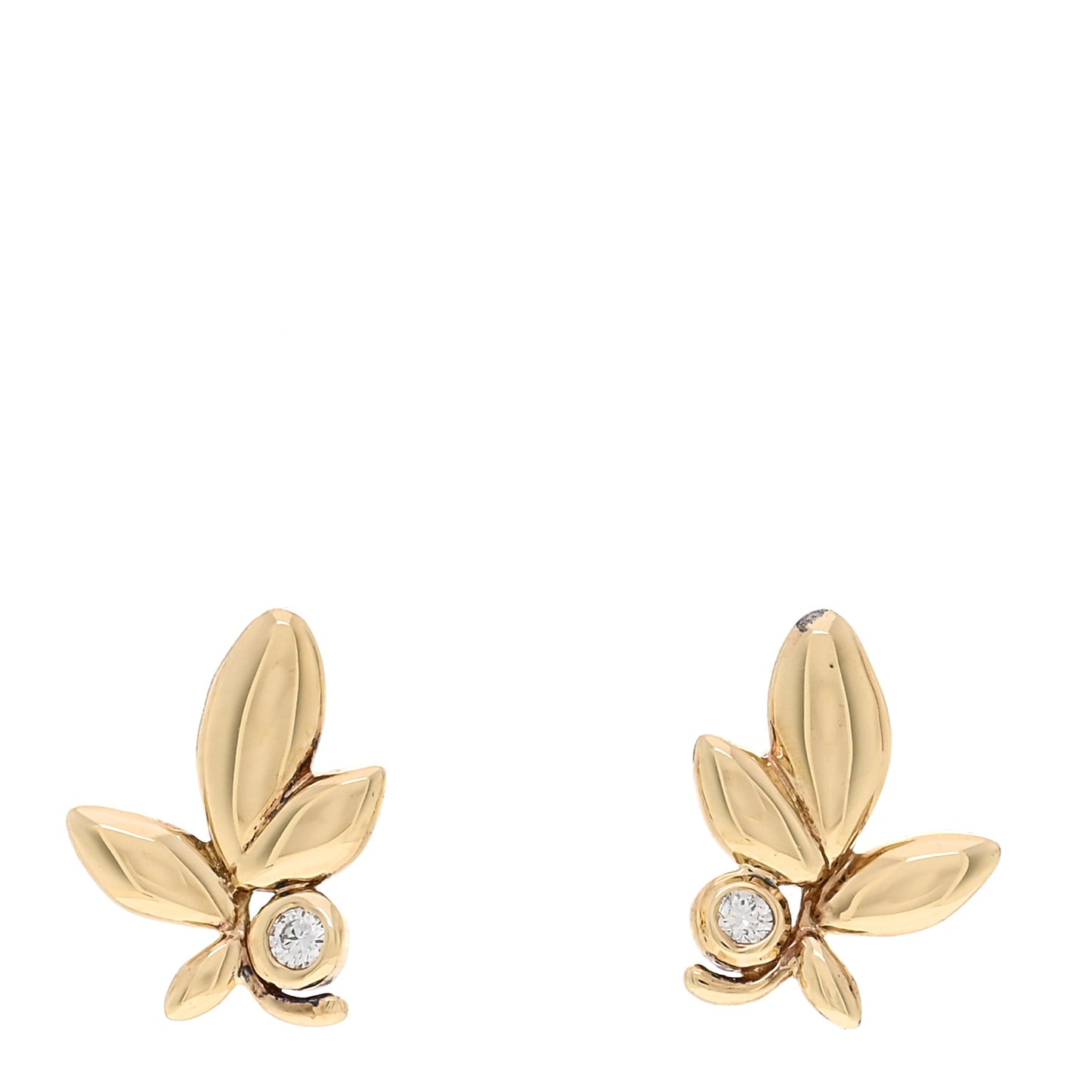 18K Yellow Gold Diamond Paloma Picasso Olive Leaf Earrings