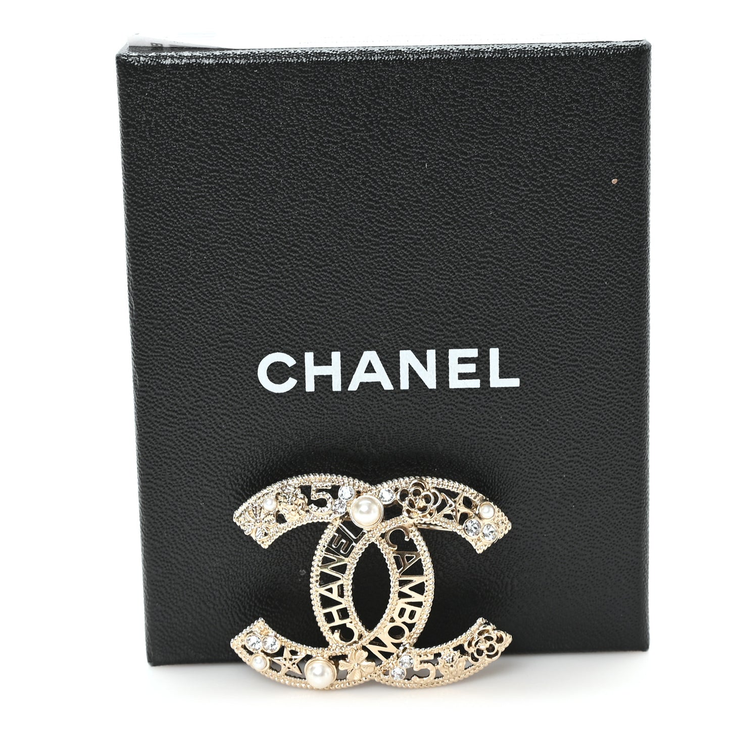 Crystal Pearl Chanel Charms CC Logo Brooch Gold