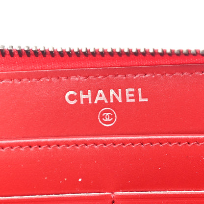 Chanel Glazed Calfskin Quilted Small Coco Boy Zip Around Wallet Red 6 of 9