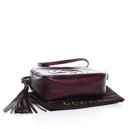 Gucci Metallic Pebbled Calfskin Small Soho Disco Bag Burgundy 4 of 9