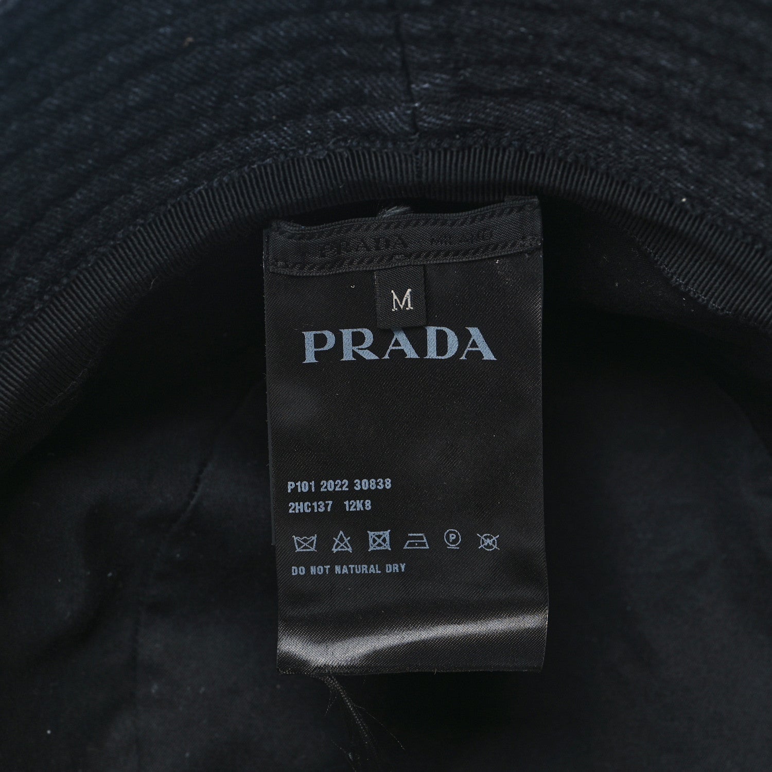 Prada Denim Metal Triangle Logo Bucket Hat M Black 7 of 8