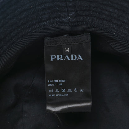 Prada Denim Metal Triangle Logo Bucket Hat M Black 7 of 8