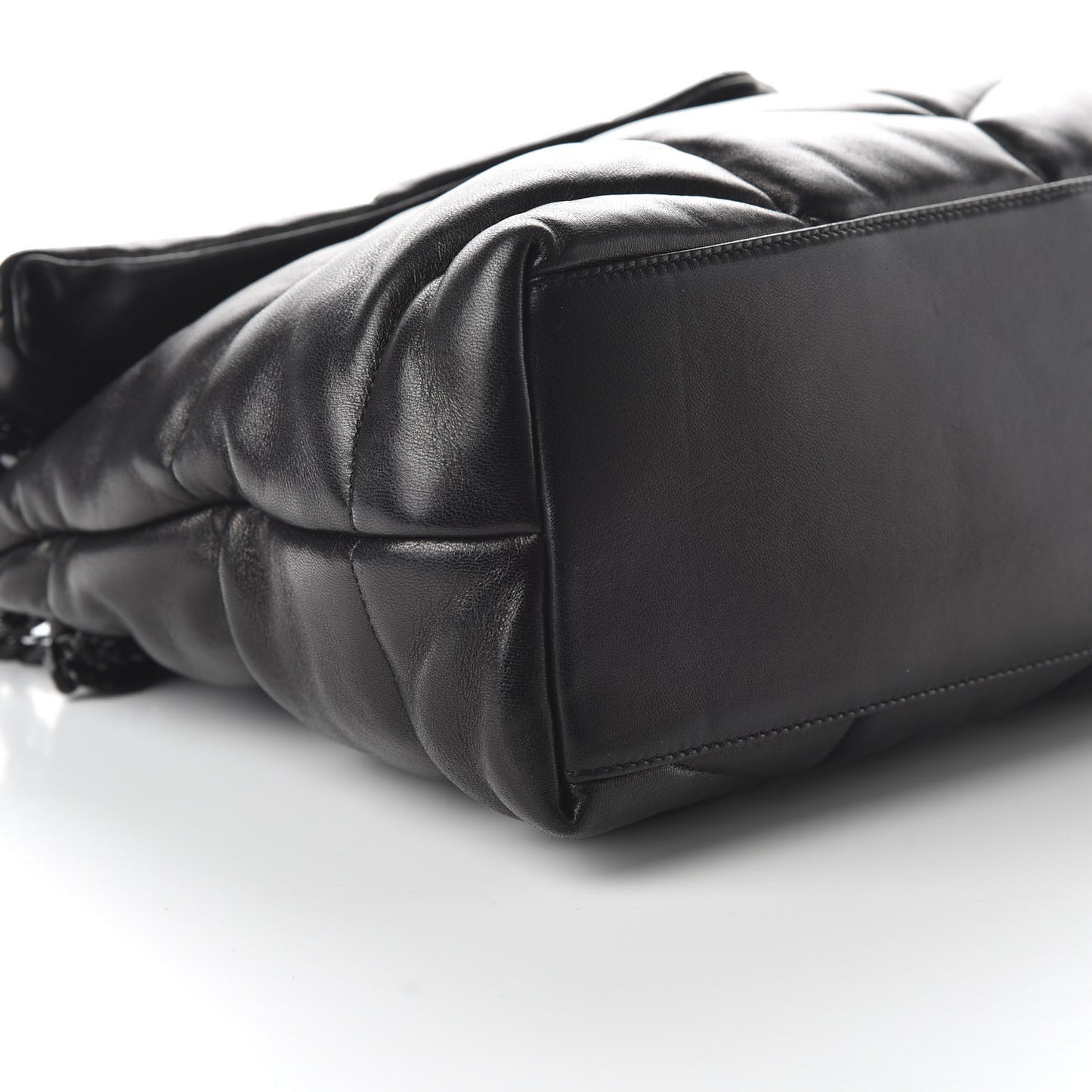 Lambskin Quilted Medium Loulou Puffer Monogram Chain Satchel Black