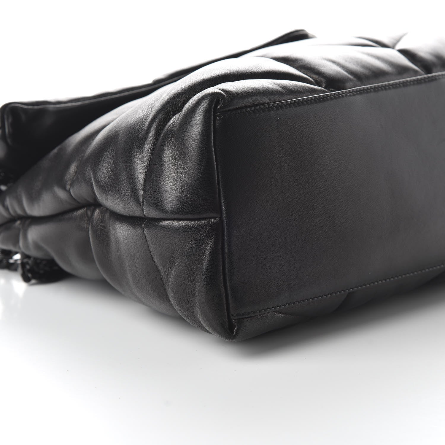 Saint Laurent Lambskin Quilted Medium Loulou Puffer Monogram Chain Satchel Black 6 of 9