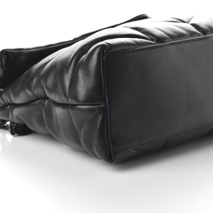 Saint Laurent Lambskin Quilted Medium Loulou Puffer Monogram Chain Satchel Black 6 of 9