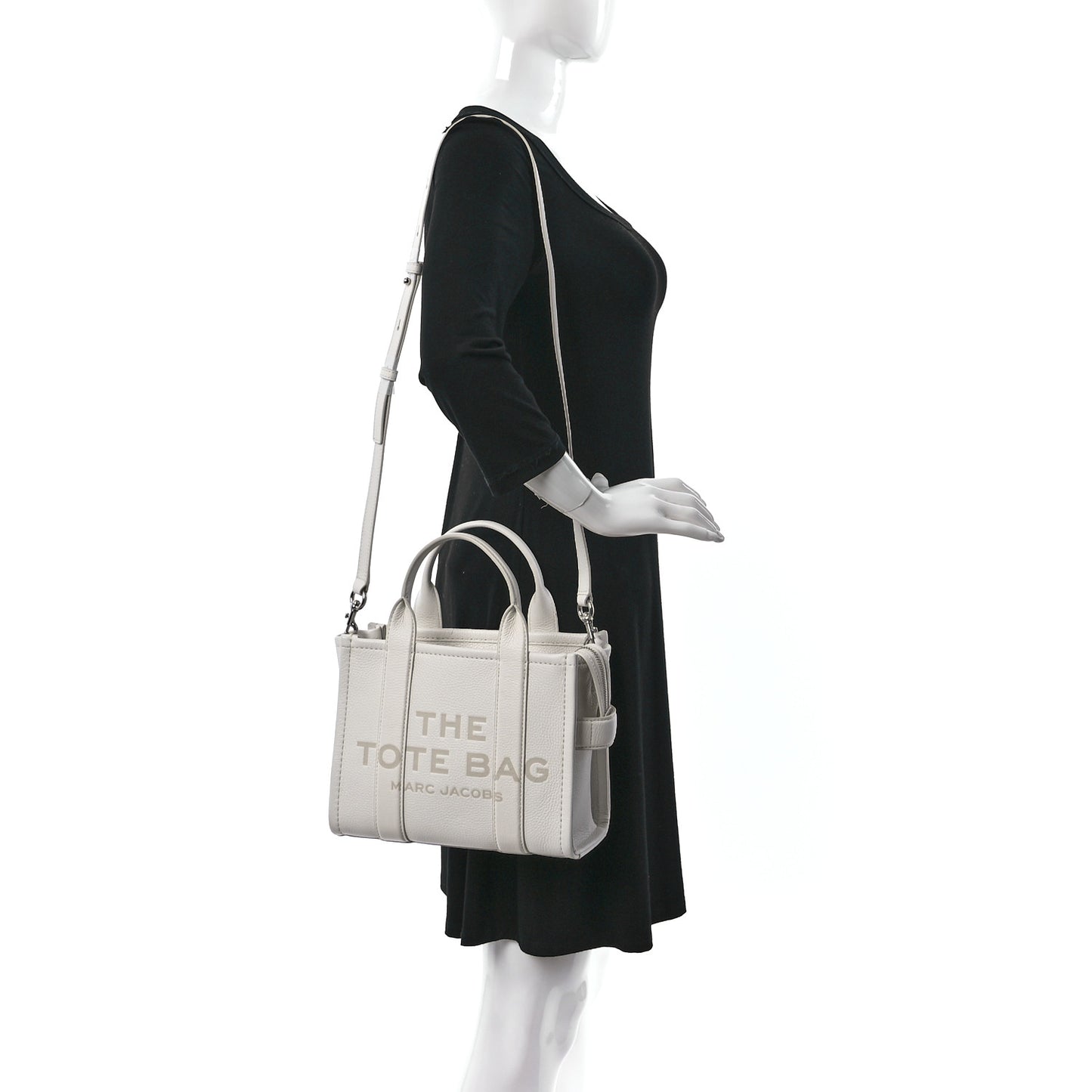 Grained Calfskin Mini The Tote Bag Cotton Silver