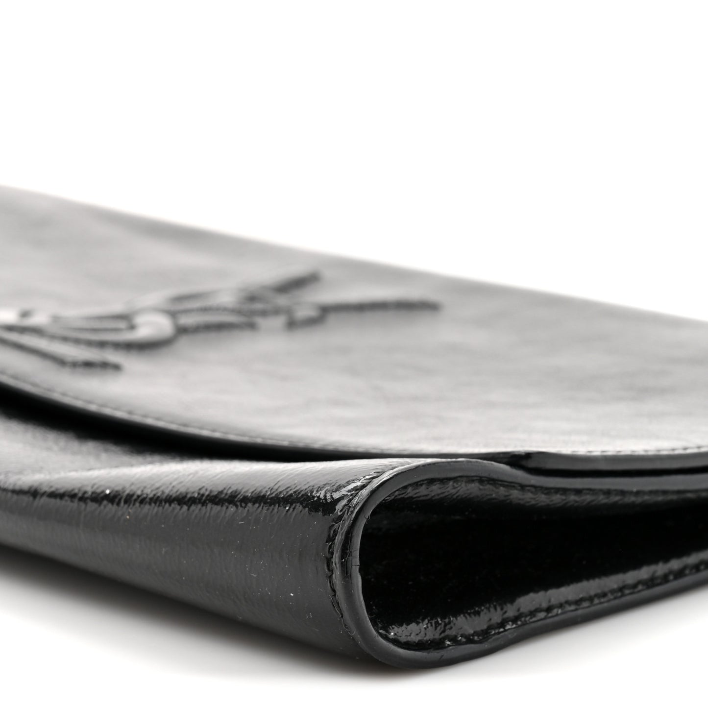 Textured Patent Monogram Large Belle De Jour Clutch Black