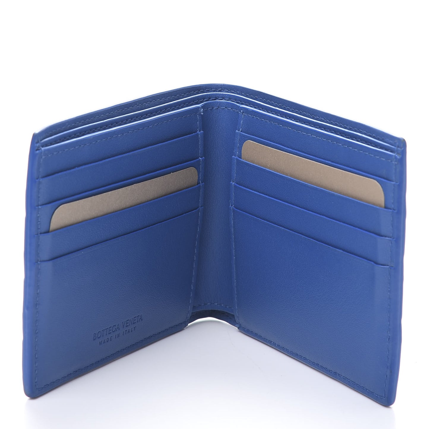 Nappa Maxi Intrecciato Bi-Fold Wallet Signal Blue