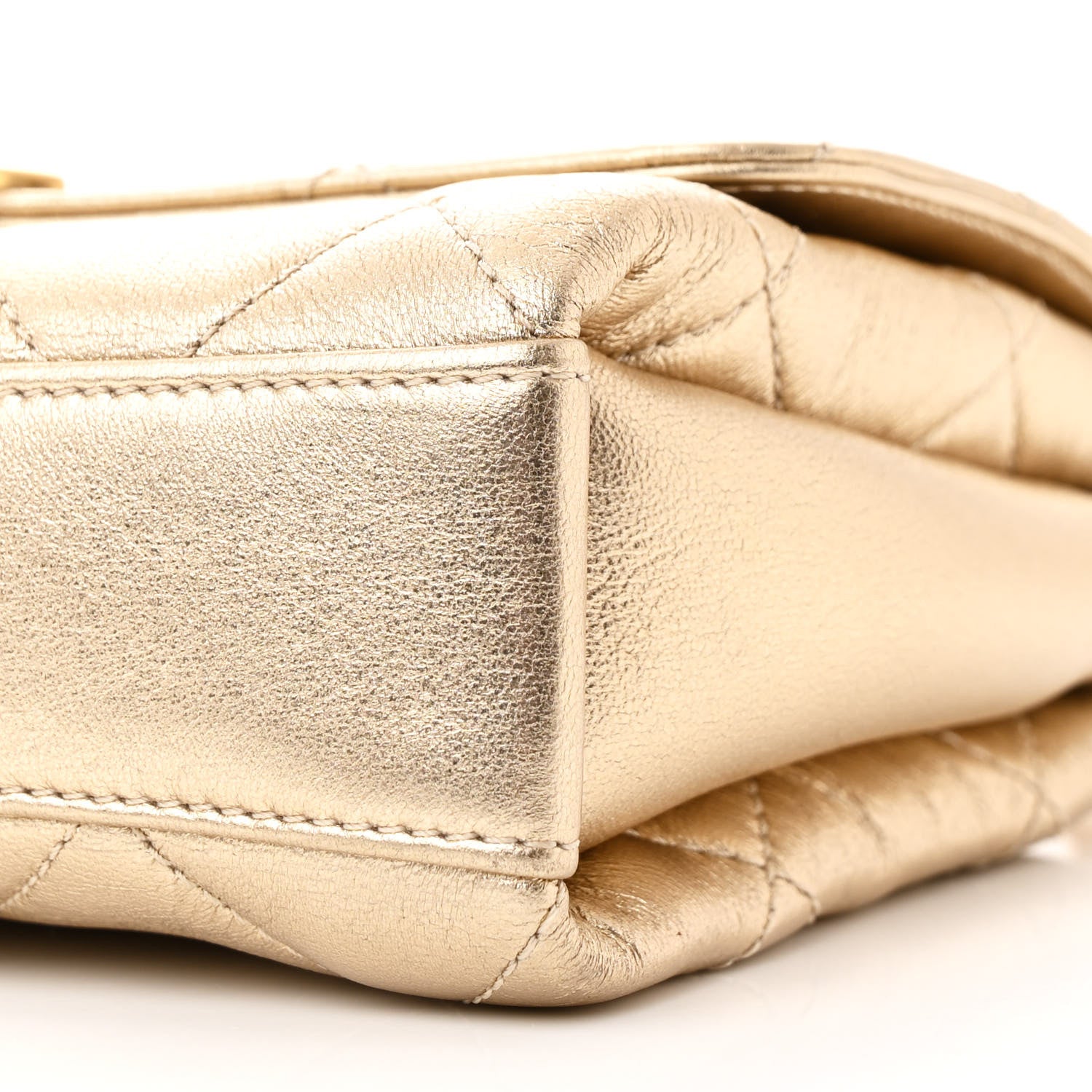 Chanel Metallic Lambskin Quilted Mini CC Crystal Logo Chain Flap Gold 10 of 10