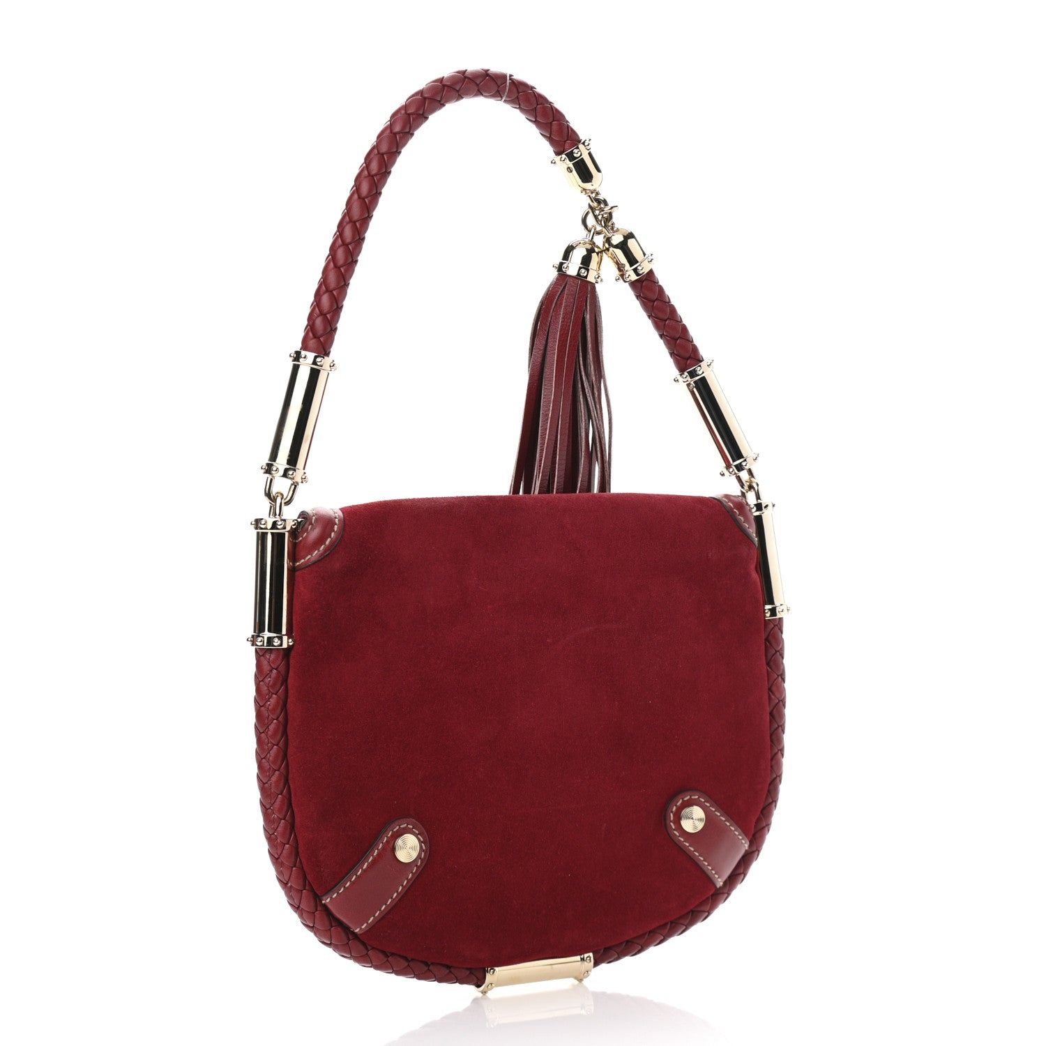 Gucci Suede Small Britt Tassel Shoulder Bag Dark Red 3 of 12