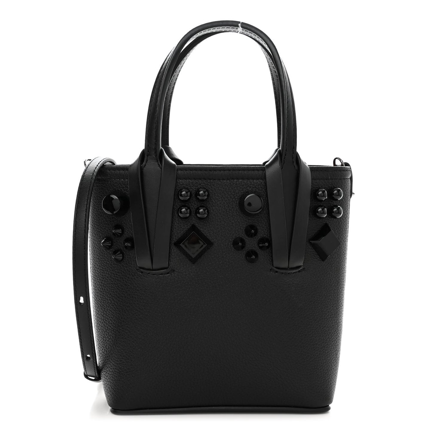 Calfskin Empire Spike Studded Mini North South Cabata Tote Black