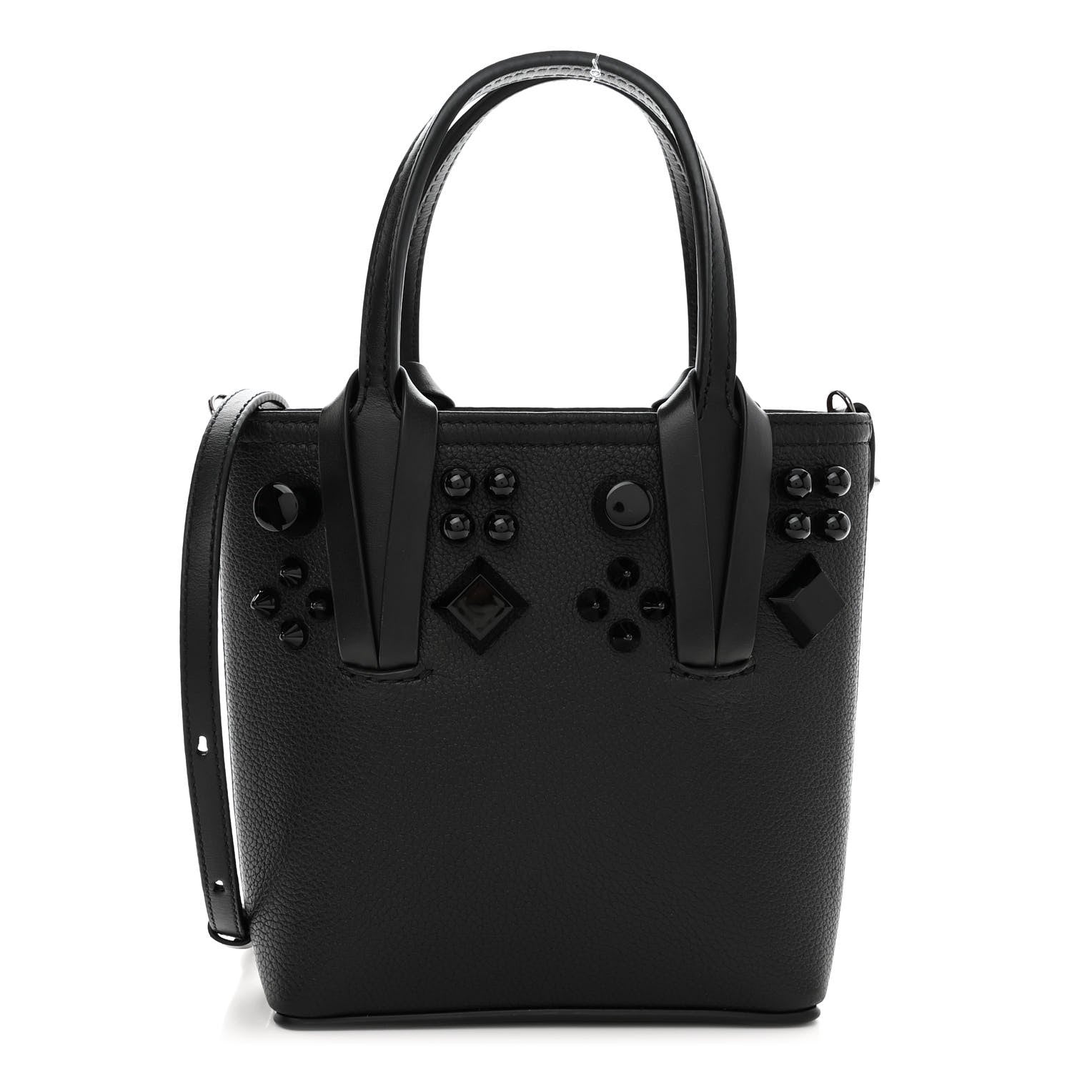 Christian Louboutin Calfskin Empire Spike Studded Mini North South Cabata Tote Black 1 of 9