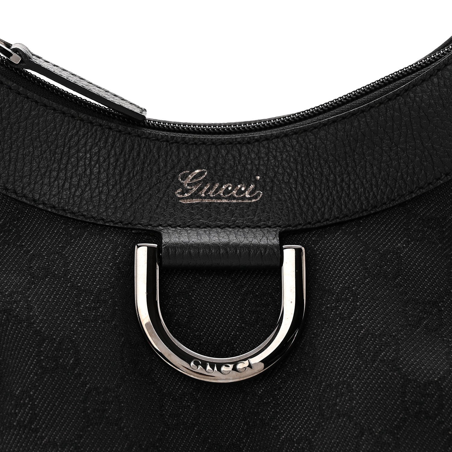 Gucci Monogram Medium D Gold Ring Hobo Black 8 of 11