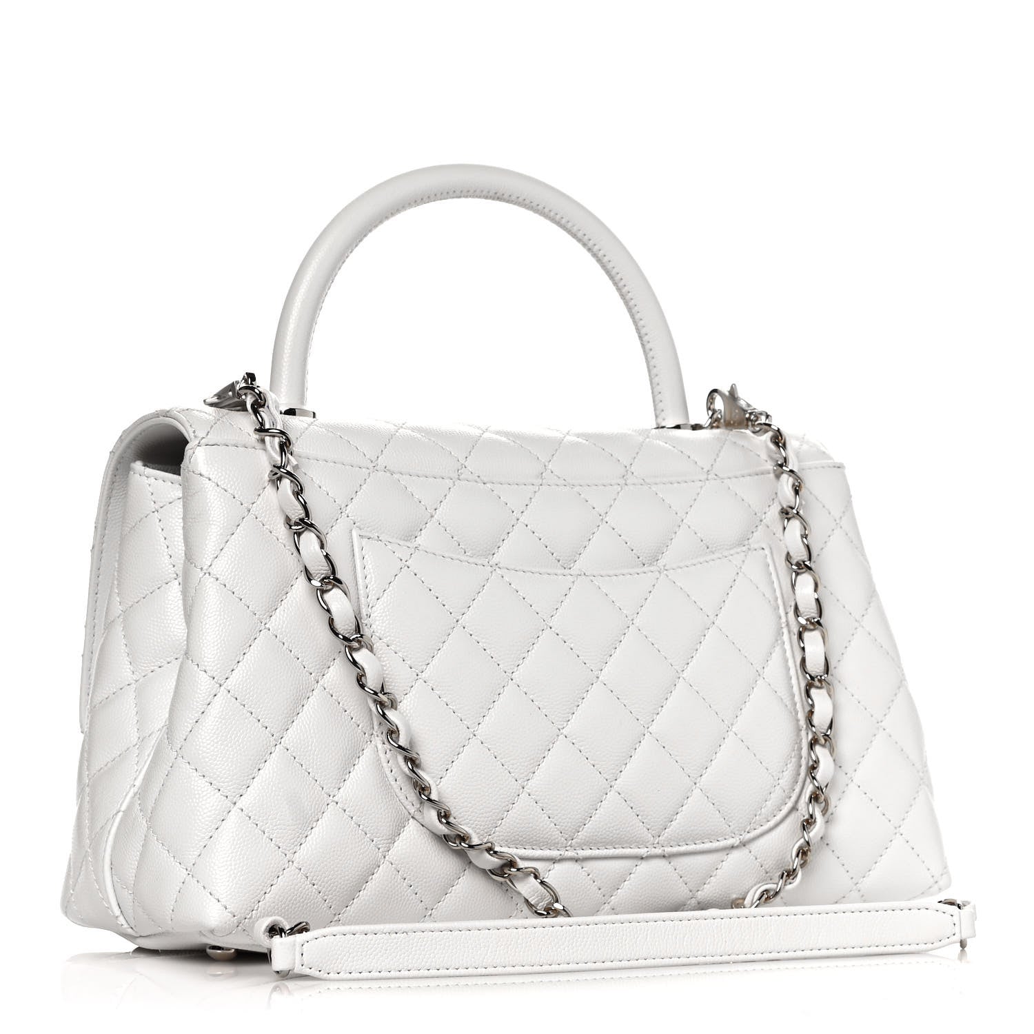 Chanel Caviar Quilted Small Coco Handle Flap White 3 of 14