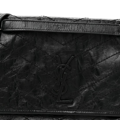 Saint Laurent Crinkled Calfskin Matelasse Monogram Medium Niki Chain Satchel Black 8 of 13
