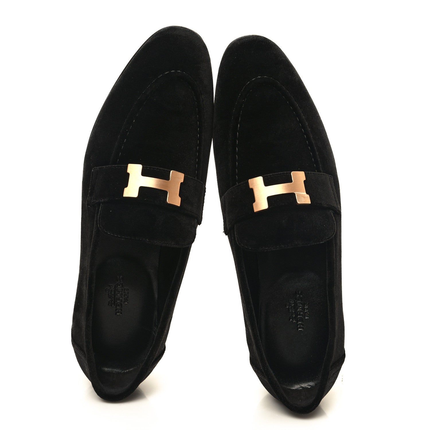 Hermes Velvet Womens Paris Loafers 39 Black 2 of 11