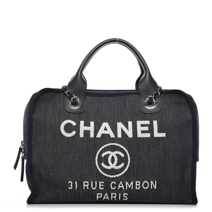Chanel Denim Deauville Bowling Bag Dark Blue 1 of 9