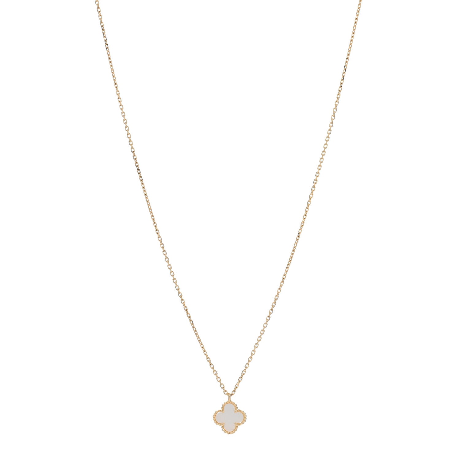 Van Cleef & Arpels 18K Yellow Gold Mother of Pearl Sweet Alhambra Pendant Necklace 1 of 5