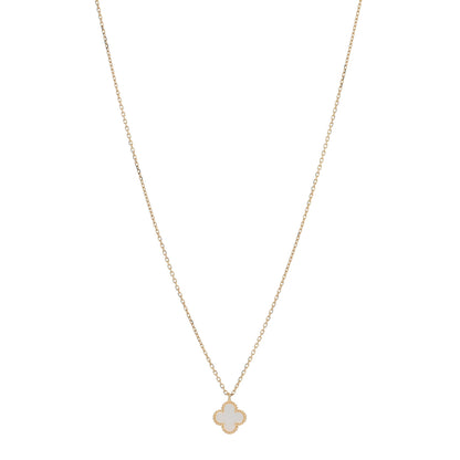 Van Cleef & Arpels 18K Yellow Gold Mother of Pearl Sweet Alhambra Pendant Necklace 1 of 5