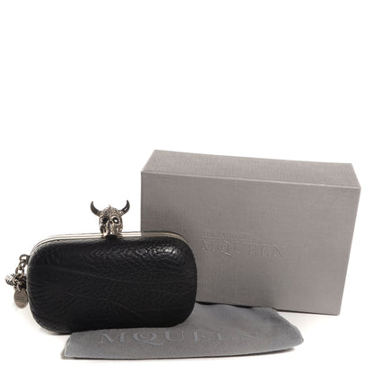 Alexander McQueen Bull Leather Viking Skull Box Clutch Black 5 of 9