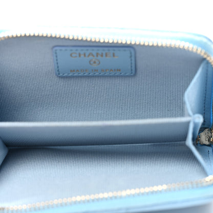Chanel Lambskin Quilted Chanel 19 Vertical Zip Card Holder Wallet Light Blue 5 of 7