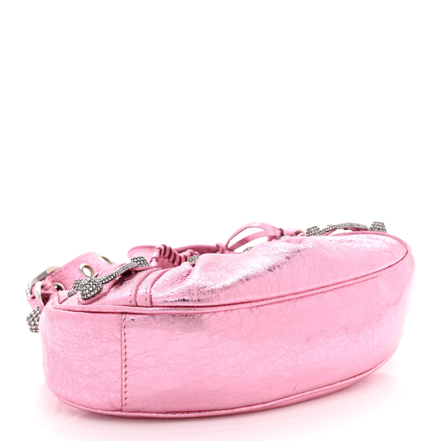 Balenciaga Metallic Agneau Arena Crystal Le Cagole Shoulder Bag XS Met Pink 4 of 10