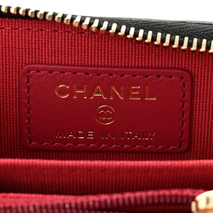 Chanel Lambskin Quilted Chanel 19 Zip Around Coin Purse Wallet Black 6 of 8