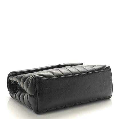 Saint Laurent Calfskin Y Quilted Monogram Monochrome Small Loulou Chain Satchel Black 4 of 10